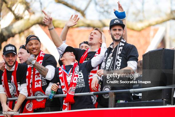 Maximiliano Romero of PSV, Bart Ramselaar of PSV, Eloy Room of PSV, Mauro Junior of PSV, Luuk de Jong of PSV, Gaston Pereiro of PSV leaving the...