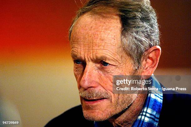 Author Erri de Luca poses for a portrait session prior to his show "Fili" at teatro delle Celebrazioni on December 16, 2009 in Bologna, Italy.