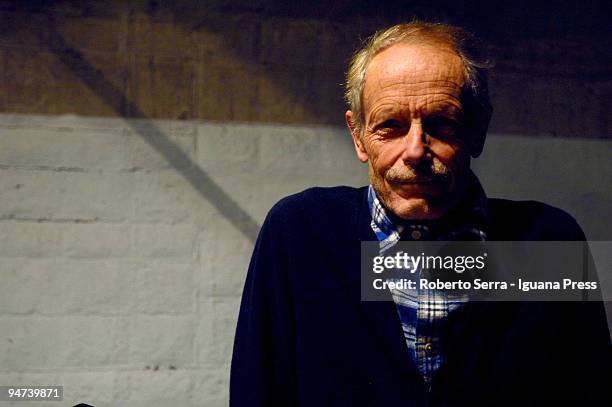 Author Erri de Luca poses for a portrait session prior to his show "Fili" at teatro delle Celebrazioni on December 16, 2009 in Bologna, Italy.