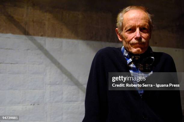 Author Erri de Luca poses for a portrait session prior to his show "Fili" at teatro delle Celebrazioni on December 16, 2009 in Bologna, Italy.