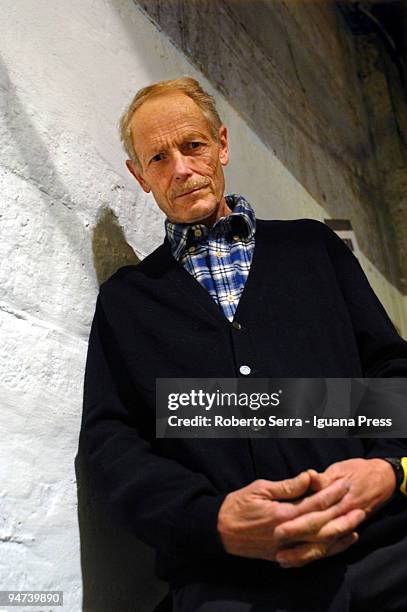 Author Erri de Luca poses for a portrait session prior to his show "Fili" at teatro delle Celebrazioni on December 16, 2009 in Bologna, Italy.