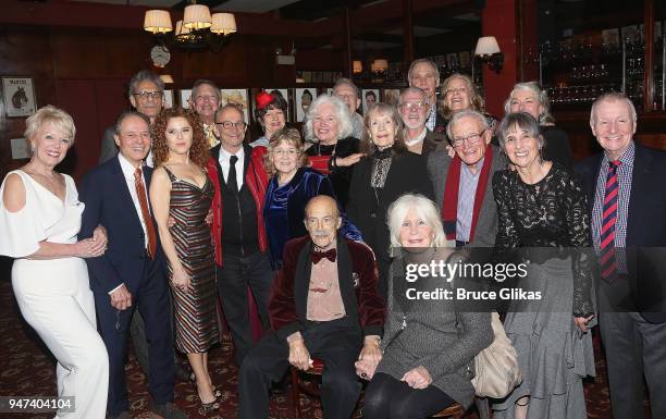 The cast and company pose at the 50th Anniversary Reunion of the cast of the legendary Broadway Musical "George M!" at Sardis on April 16, 2018 in...