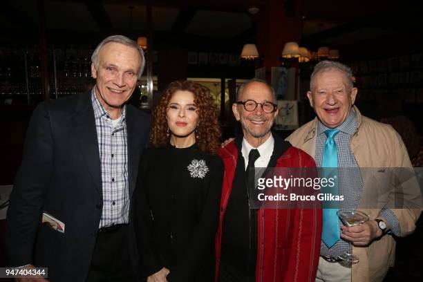 Bernadette Peters and Joel Grey pose with cast at the 50th Anniversary Reunion of the cast of the legendary Broadway Musical "George M!" at Sardis on...