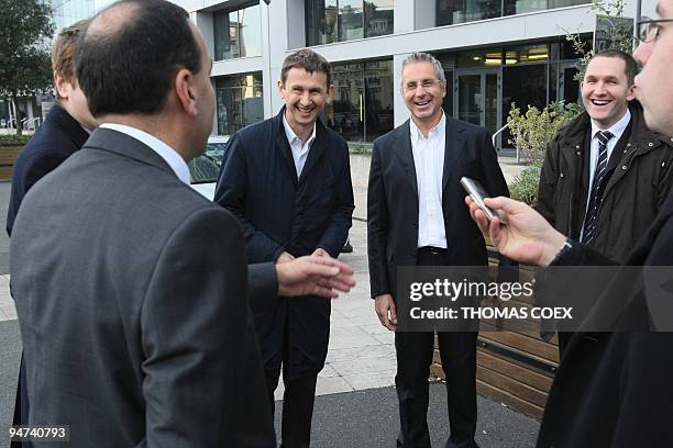 Iliad chairman of the board of directors Cyril Poidatz and Iliad chief executive officer Maxime Lombardini take part in a conversation in front of...