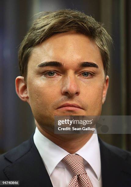 Businessman Lars Windhorst arrives for the first day of his trial at the Landgericht Berlin courthouse on December 18, 2009 in Berlin, Germany....