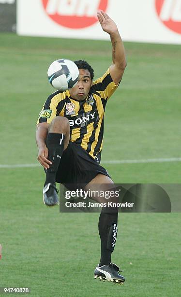 Paul Ifill of the Phoenix kicks during the round 20 A-League match between Adelaide United and the Wellington Phoenix at Hindmarsh Stadium on...