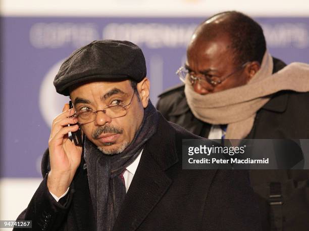 Ethiopia Prime Minister Meles Zenawi arrives for the final day of the UN Climate Change Conference on December 18, 2009 in Copenhagen, Denmark. World...