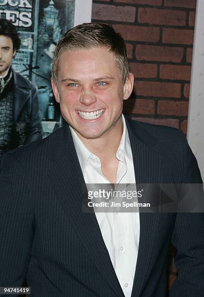 Billy Magnussen attends the New York premiere of "Sherlock Holmes" at the Alice Tully Hall, Lincoln Center on December 17, 2009 in New York City.