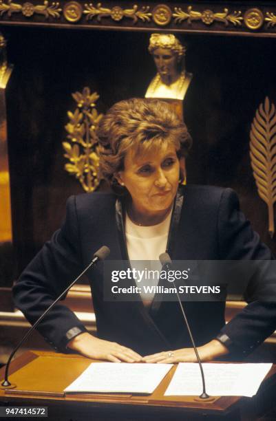 Prime Minister Edith Cresson At French National Assembly, Paris, February 7, 1992.