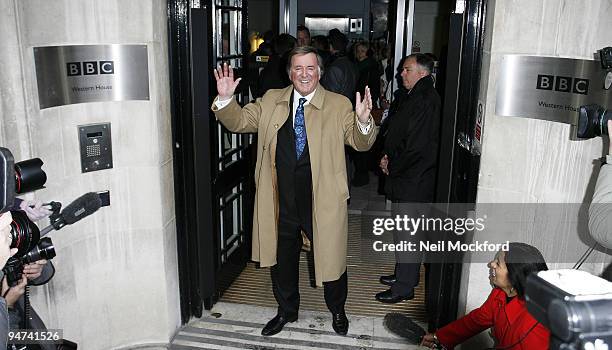 Terry Wogan departs BBC Radio Studios On His Final Day His Radio 2 Show on December 18, 2009 in London, England.