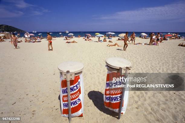 Beach Of Sainte Maxime On French Riviera, July 1990.