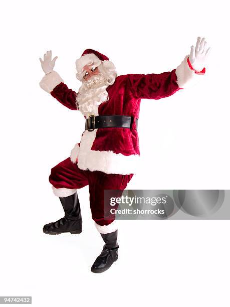 dancing santa claus - santa suit stock pictures, royalty-free photos & images