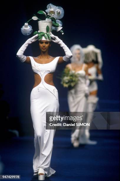 Designer Chantal Thomass Model At Ready To Wear Spring Summer 1993 Show, Paris, October 1992.