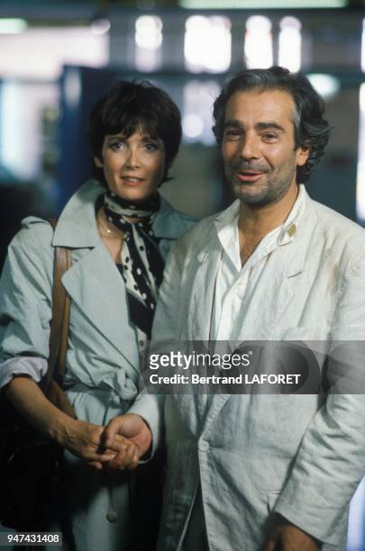 Sabine Azema And Pierre Arditi On Set Of Movie Vanille Fraise Directed By Gerard Oury, June 1, 1989.