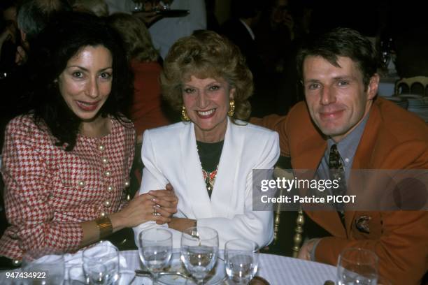 Actress Rosy Varte, playwright Yasmina Reza and actor Lambert Wilson at French Theatre festival of Ramatuelle, December 1994.