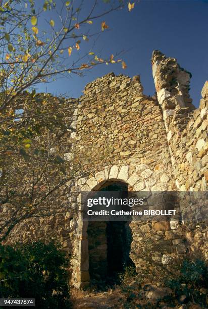 Aude, the ruins of the castle of Segure, in Les Corbieres. Pays cathare: Aude, les ruines du château de Ségure, dans les Corbières.