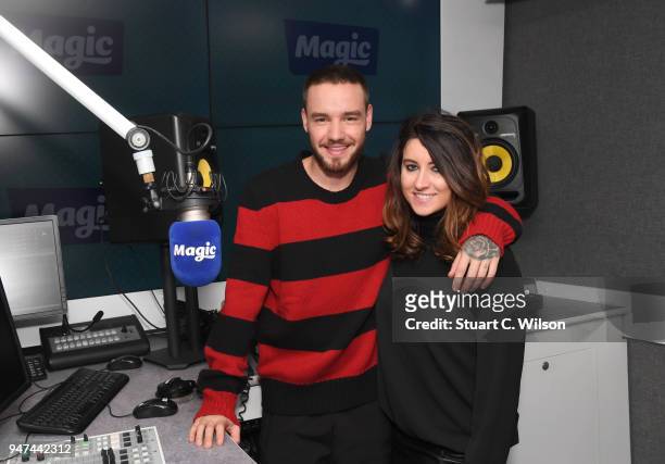 Liam Payne poses with Louise Molony at Magic Radio on April 17, 2018 in London, England.