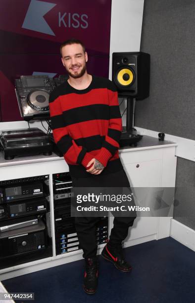 Liam Payne visits Kiss FM Studio's on April 17, 2018 in London, England.