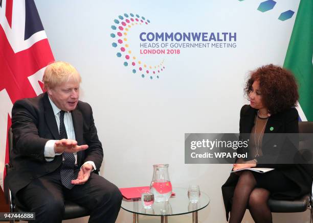 Foreign Secretary Boris Johnson during bilateral talks with South African Foreign Minister, Minister of International Relations and Co-operation,...