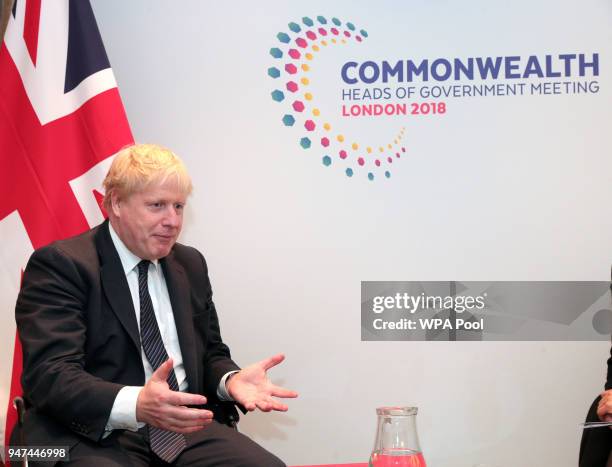 Foreign Secretary Boris Johnson during bilateral talks with South African Foreign Minister, Minister of International Relations and Co-operation,...