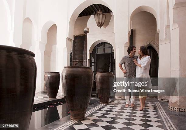 couple in riad. - morocco tourist stock pictures, royalty-free photos & images