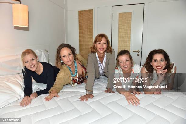 Andrea Muehlbauer, Lara-Joy Koerner, Carin C. Tietze, Nina Eichinger and Lola Paltinger attend the celebration of the first Weltmatratzenwendetag at...