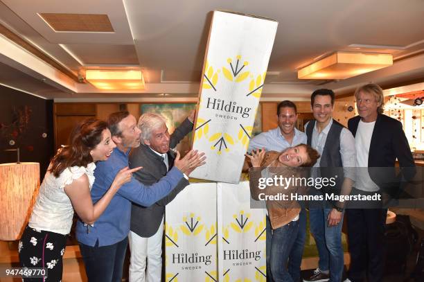 Lola Paltinger, Michael Roll, Frederic Meisner, Nina Eichinger, Max Fischer, Alexander Mazza and Carlo Thraenhardt attend the celebration of the...