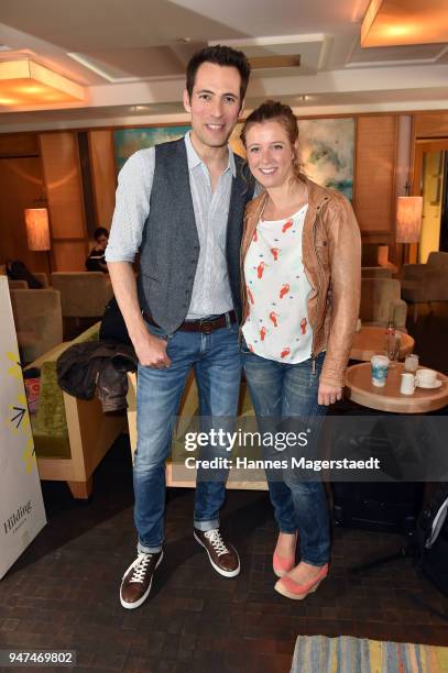 Nina Eichinger and Alexander Mazza attend the celebration of the first Weltmatratzenwendetag at Hotel Louis on April 17, 2018 in Munich, Germany.