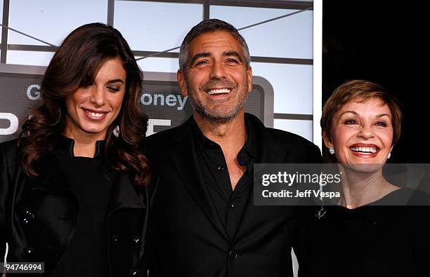 Model Elisabetta Canalis, actor George Clooney and his mother Nina Warren arrive at the Los Angeles premiere of "Up In The Air" at Mann Village...