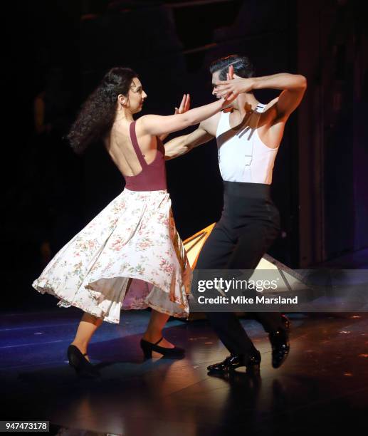 Zizi Strallen and Jonny Labey during a photocall for 'Strictly Ballroom The Musical' at Piccadilly Theatre on April 17, 2018 in London, England.