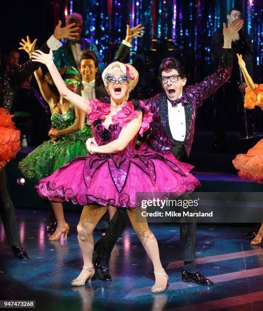 Anna Francolini and Justin-Lee Jones during a photocall for 'Strictly Ballroom The Musical' at Piccadilly Theatre on April 17, 2018 in London,...