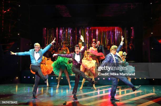 Justin-Lee Jones and Gerard Horan during a photocall for 'Strictly Ballroom The Musical' at Piccadilly Theatre on April 17, 2018 in London, England.