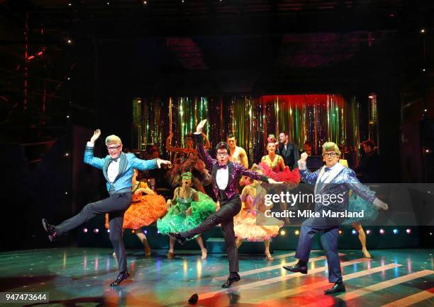 Justin-Lee Jones and Gerard Horan during a photocall for 'Strictly Ballroom The Musical' at Piccadilly Theatre on April 17, 2018 in London, England.