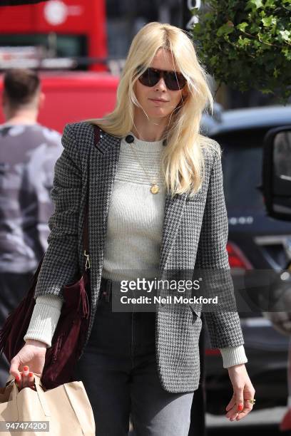 Claudia Schiffer seen shopping at Daylesford Organic in Westbourne Grove on April 17, 2018 in London, England.