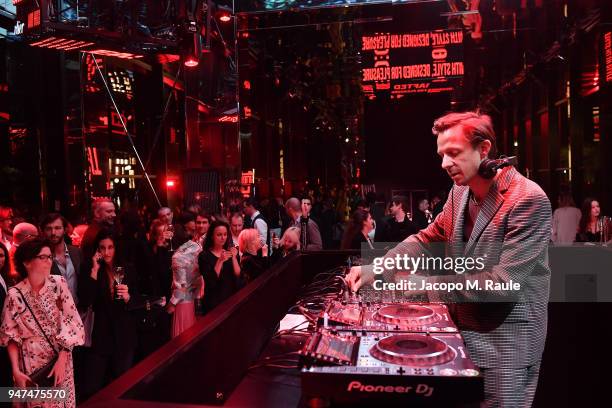Dj Martin Solveig performs during the Cartier Legendary Thrill, Cocktail Party on April 16, 2018 in Milan, Italy.