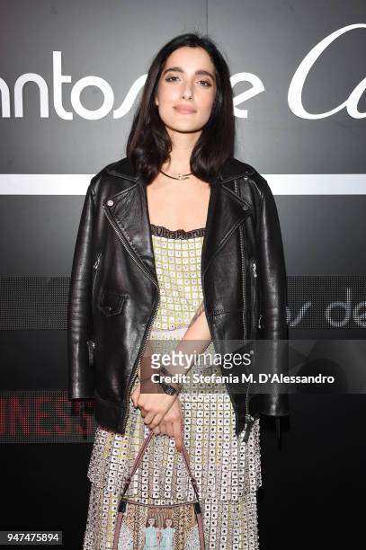Claudia Lagona wearing jewelry by Cartier attends Cartier Legendary Thrill, Cocktail Party on April 16, 2018 in Milan, Italy.