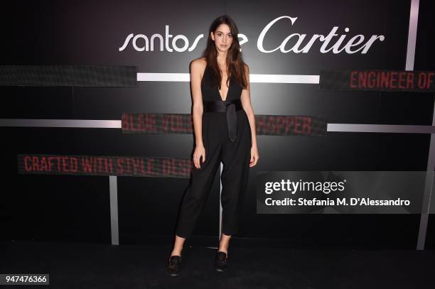 Sara Rossetto attends Cartier Legendary Thrill, Cocktail Party on April 16, 2018 in Milan, Italy.