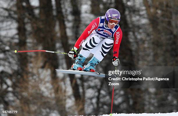 Maria Riesch of Germany takes 2nd place during the Audi FIS Alpine Ski World Cup Women's Super Combined on December 18, 2009 in Val d'isère, France.