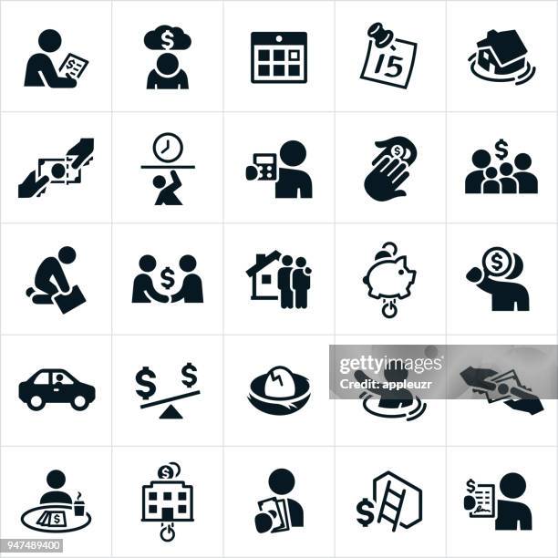 taxes icons - over burdened stock illustrations