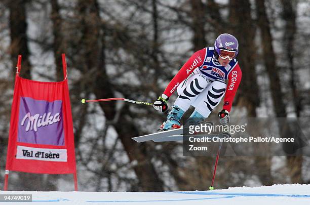 Maria Riesch of Germany takes 2nd place during the Audi FIS Alpine Ski World Cup Women's Super Combined on December 18, 2009 in Val d'isère, France.