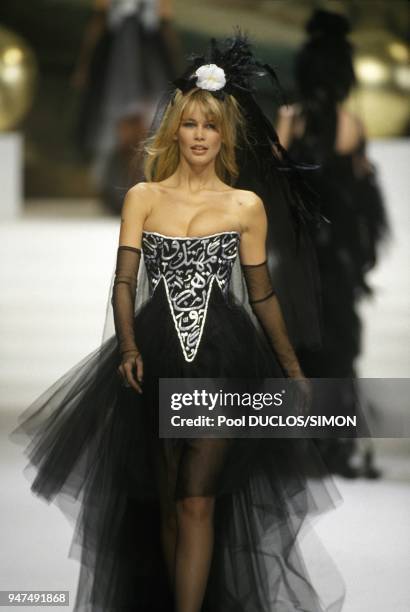 Top Model Claudia Schiffer Presents A Chanel Dress With Arab News Photo  - Getty Images