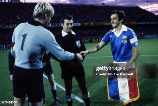 Michel Platini of France before the European Cup qualification match between Sweden and France in Rasunda stadium, Solna, Sweden, on September 5th,...