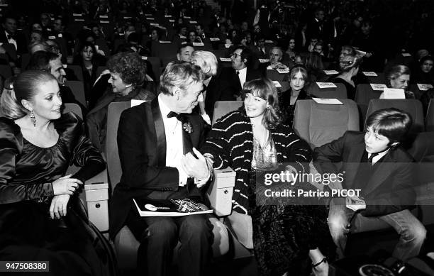 Romy Schneider, son David, Catherine Deneuve and Yves Montand, Cesars 1981.