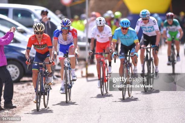 Domenico Pozzovivo of Italy and Team Bahrain Merida / Thibaut Pinot of France and Team Groupama FDJ / Miguel Angel Lopez of Colombia and Astana Pro...