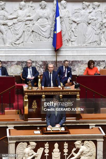 French lawmakers applaud as Canadian Prime Minister Justin Trudeau delivers a speech as Presient of the French National Assembly Francois de Rugy...