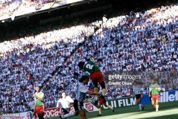 Andre Kana Biyik during the opening match of the 1990 World Cup between Cameroon and Argentina at Stade Giuseppe Meazza, Milano, Italy on June 08th,...