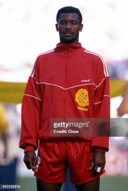 Francois Omam Biyik of Cameroon during the opening match of the 1990 World Cup between Cameroon and Argentina at Stade Giuseppe Meazza, Milano, Italy...