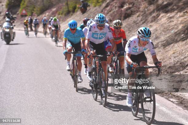 Kenny Elissonde of France and Team Sky / Christopher Froome of Great Britain and Team Sky / Miguel Angel Lopez of Colombia and Astana Pro Team /...
