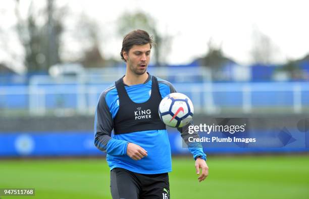 Aleksandar Dragovic during the Leicester City training session at Belvoir Drive Training Complex on April 05 , 2018 in Leicester, United Kingdom.