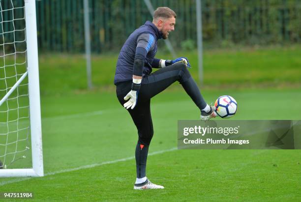 Ben Hamer during the Leicester City training session at Belvoir Drive Training Complex on April 05 , 2018 in Leicester, United Kingdom.